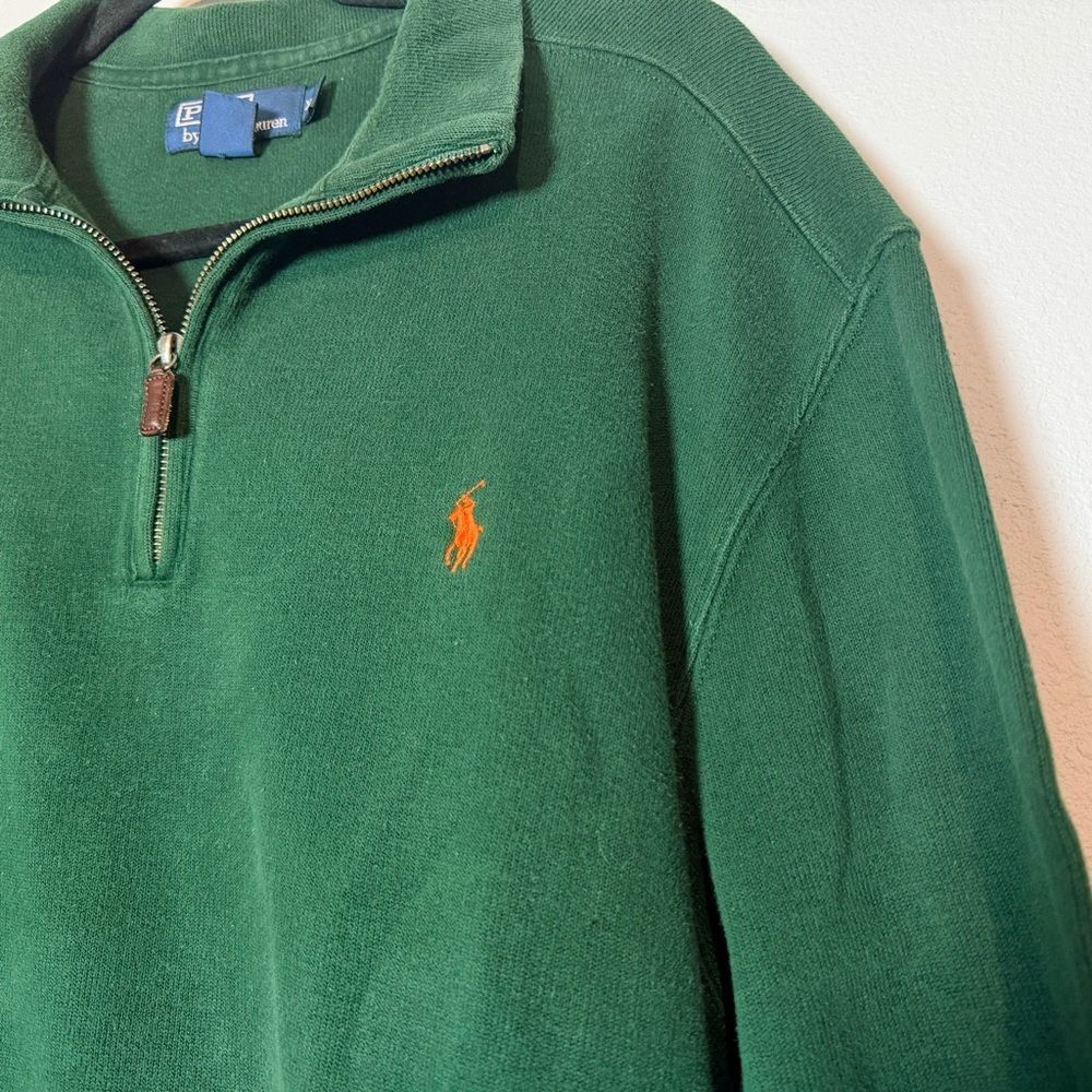 Polo Ralph Lauren 1/4 Zip Sweater Size XL Dark Green Cotton Embroidered Pony - Picture 3 of 8